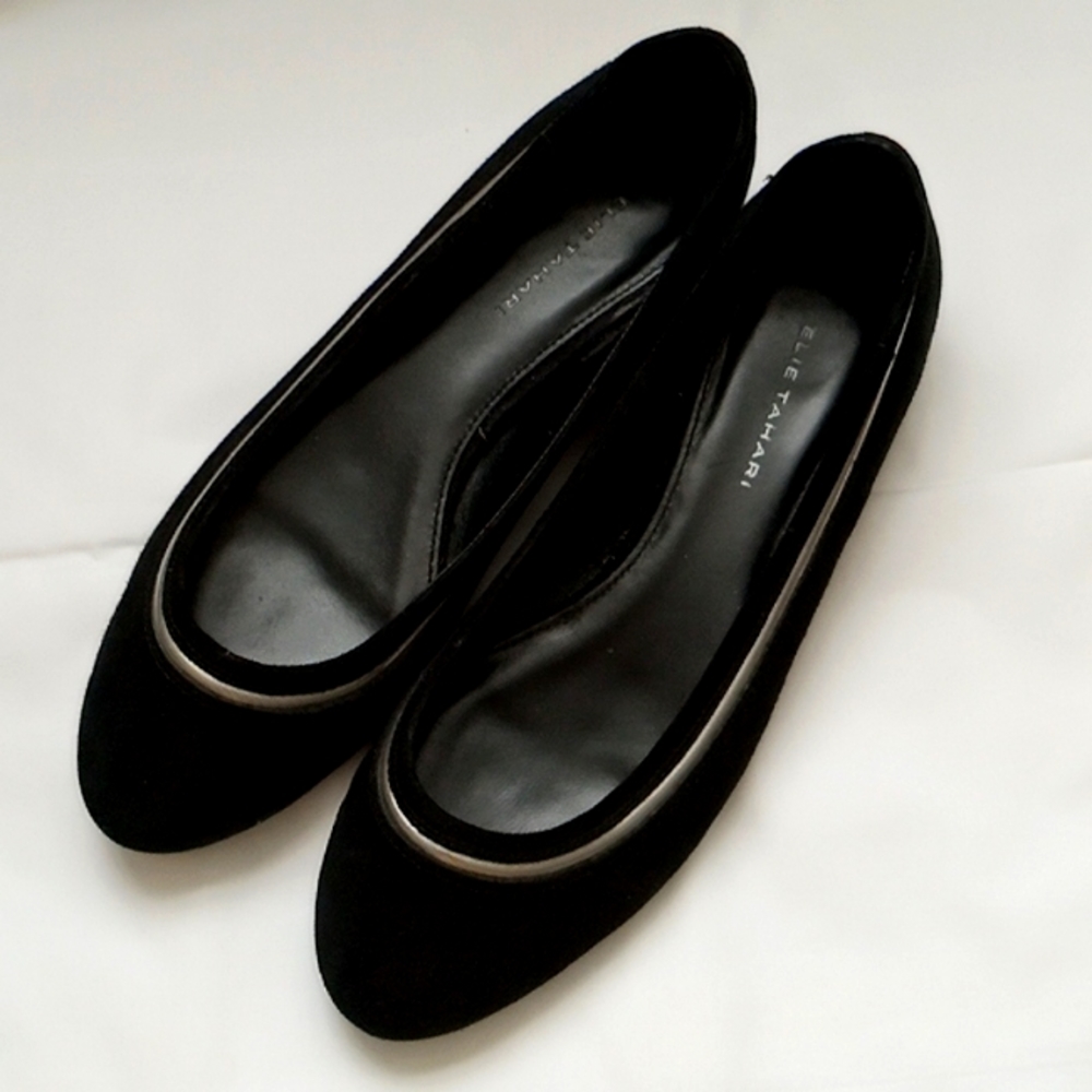 Elie Tahari Black Ballet Flat Shoes Size 37.5